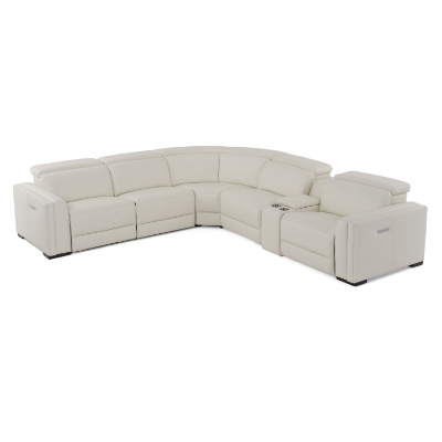 Picture of Modrest Frazier - Modern White Leather Sectional Sofa with 3 Recliners + Console