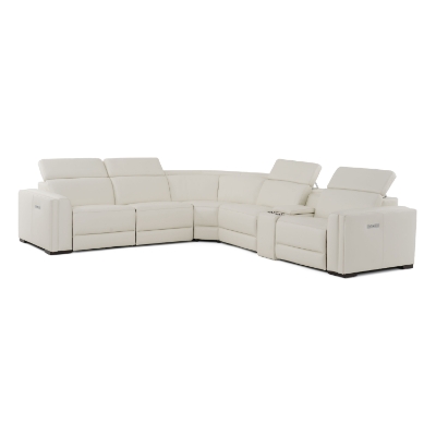 Picture of Modrest Frazier - Modern White Leather Sectional Sofa with 3 Recliners + Console