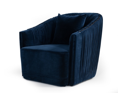 Picture of Divani Casa Palomar Modern Blue Velvet & Brass Accent Chair