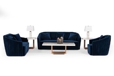 Picture of Divani Casa Palomar Modern Blue Velvet & Brass Accent Chair