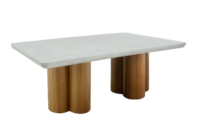 Picture of Modrest Bateman - Modern Faux Concrete + Walnut Dining Table