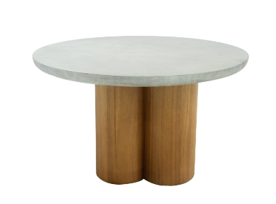 Picture of Modrest Bateman - Modern Faux Concrete + Walnut Round Dining Table