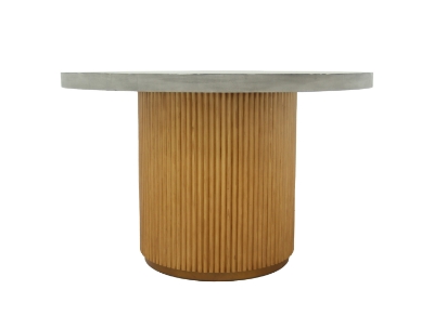 Picture of Modrest Duncan - Modern Faux Concrete + Walnut Round Dining Table