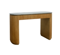 Picture of Modrest Duncan - Modern Faux Concrete + Walnut Console Table