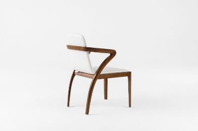 Picture of Modrest Falcon Mid-Century Walnut and Cream Dining Chair