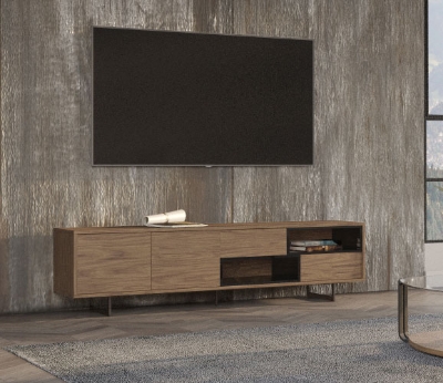 Picture of Modrest Torlonia Modern Walnut & Black TV Stand