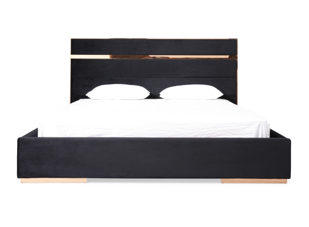 Picture of Nova Domus Cartier Modern Black Velvet & Rosegold Bed