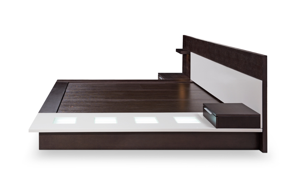 Picture of Modrest Torino Contemporary Brown Oak & Grey Platform Bed w/ Lights