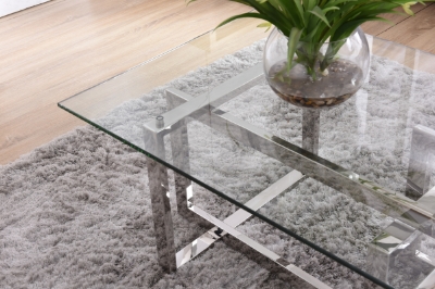 Picture of Modrest Valiant Modern Glass & Stainless Steel Coffee Table