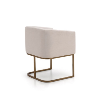 Picture of Modrest Yukon Modern White Fabric and Antique Brass Dining Chair