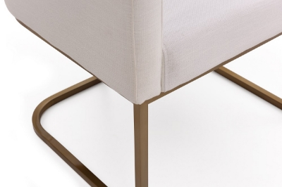 Picture of Modrest Yukon Modern White Fabric and Antique Brass Dining Chair