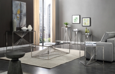 Picture of Modrest Trinity Modern Glass & Stainless Steel Console Table