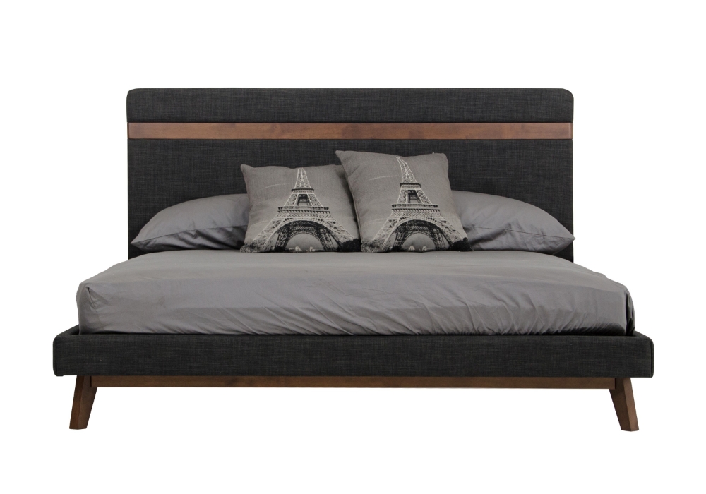 Picture of Nova Domus Dali Mid-Century Grey Fabric & Walnut Bed