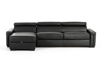 Picture of Lamod Italia Sacha - Modern Black Leather Reversible Sectional Sofa Bed with Storage