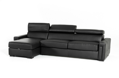 Picture of Lamod Italia Sacha - Modern Black Leather Reversible Sectional Sofa Bed with Storage