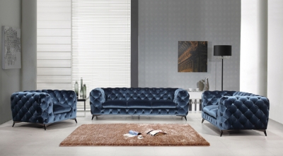 Picture of Divani Casa Delilah Modern Blue Fabric Loveseat