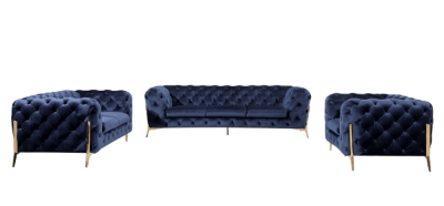 Picture of Divani Casa Sheila Modern Dark Blue Fabric Sofa Set