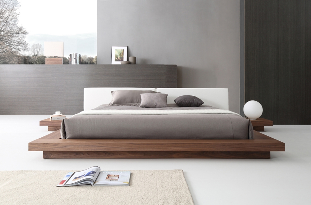 Picture of Modrest Opal Modern Walnut & White Platform Bed