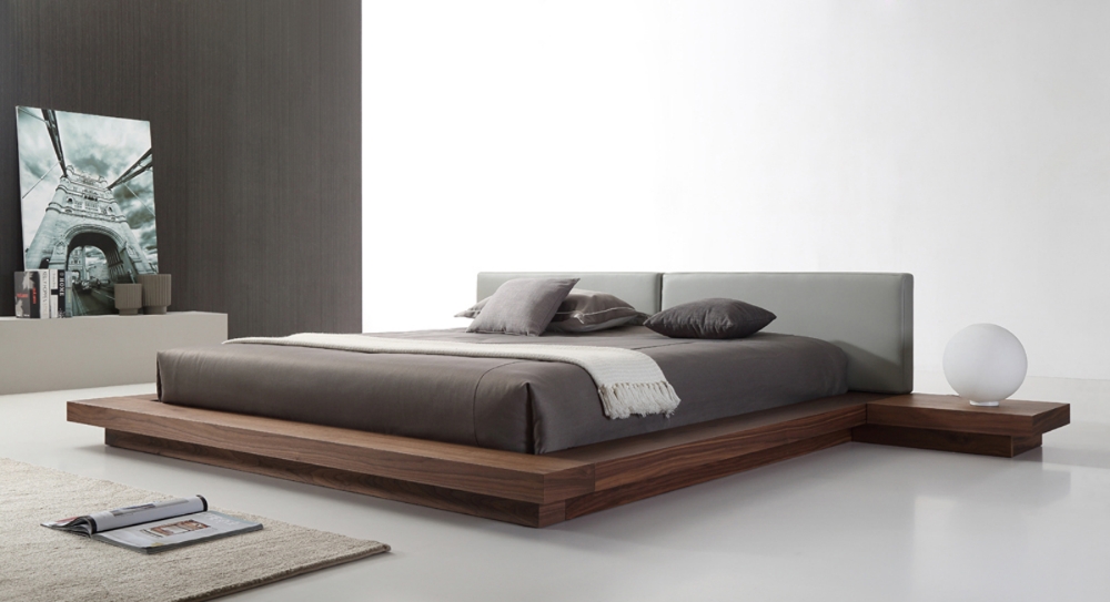 Picture of Modrest Opal Modern Walnut & Grey Platform Bed