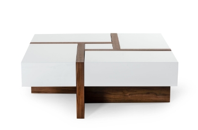 Picture of Modrest Makai Modern White & Walnut Square Coffee Table