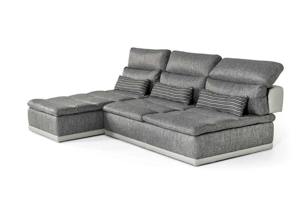 Picture of David Ferrari Panorama - Italian Modern Grey Fabric + Grey Leather Modular Sectional Sofa