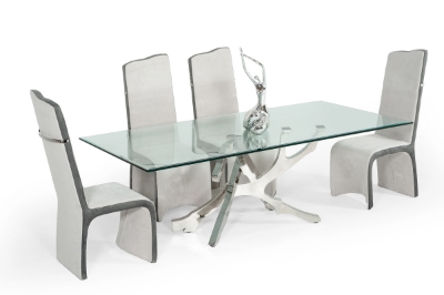 Picture of Modrest Legend Modern Glass & Stainless Steel Dining Table