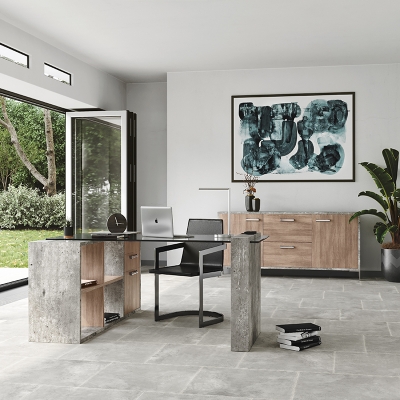 Picture of Nova Domus Boston Modern Glass & Faux Concrete Desk