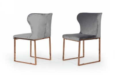 Picture of Modrest Chadwick Modern Grey Velvet & Rosegold Dining Chair