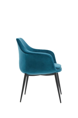 Picture of Modrest Wilson Modern Teal Velvet & Black Dining Chair