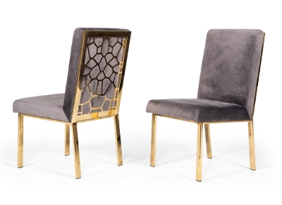 Picture of Modrest Reba Modern Grey Velvet & Gold Dining Chair (Set of 2)