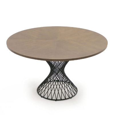 Picture of Modrest Theresa Modern Round Walnut & Black Table