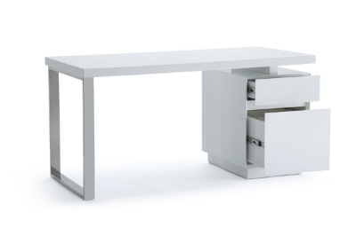 Picture of Modrest Carson Modern White & Stainless Steel Office Desk