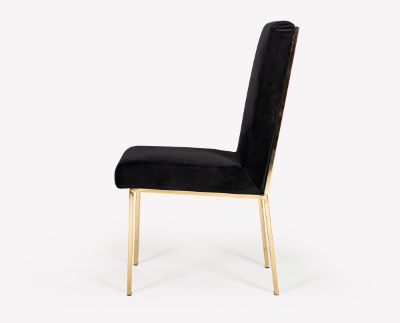 Picture of Modrest Reba Modern Black Velvet & Gold Dining Chair (Set of 2)