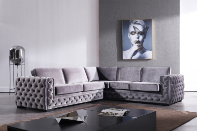 Picture of Divani Casa Jean - Modern Grey Velvet Sectional Sofa