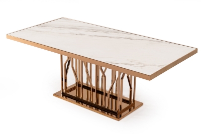 Picture of Modrest Marston Modern White Marble & Rosegold Dining Table