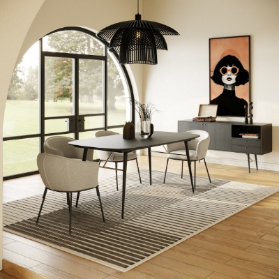 Picture of Modrest Billy Modern Black Oak & Gold Extendable Dining Table