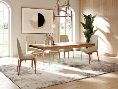 Picture of Modrest Encino Modern Walnut & Glass Dining Table