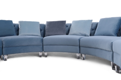 Picture of Divani Casa Darla - Modern Blue Velvet Curved Sectional Sofa