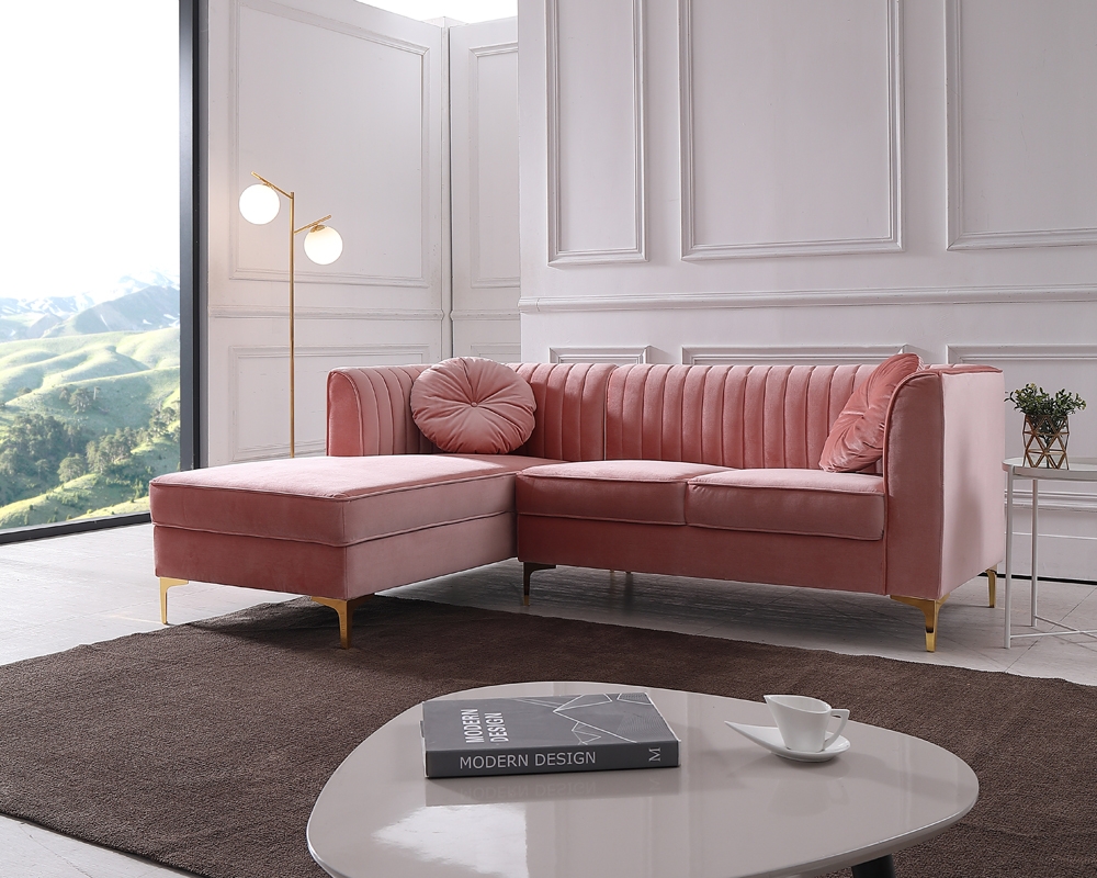 Picture of Divani Casa - Rachel Modern Pink Velvet Left Facing Sectional Sofa