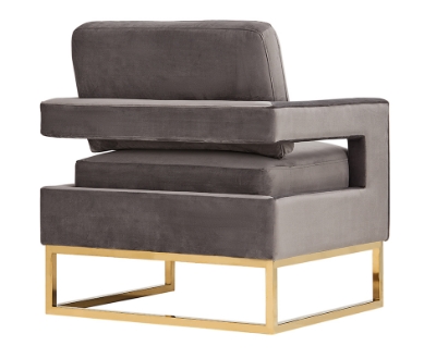 Picture of Modrest Edna Modern Grey Velvet & Gold Accent Chair