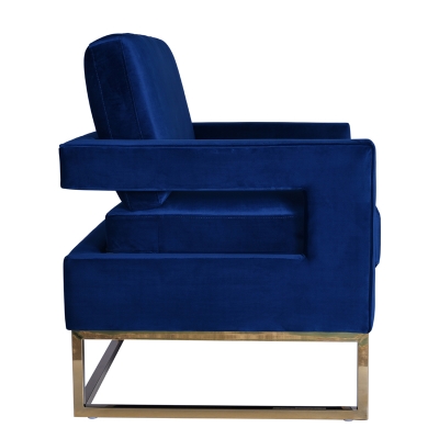 Picture of Modrest Edna Modern Blue Velvet & Gold Accent Chair