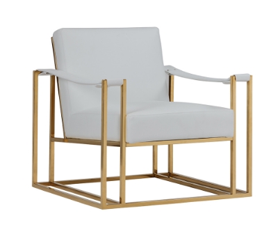 Picture of Modrest Larson Modern White Leatherette & Gold Accent Chair