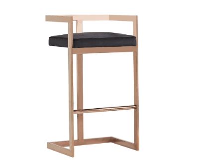 Picture of Modrest Halifax Modern Black Velvet & Rosegold Bar Stool