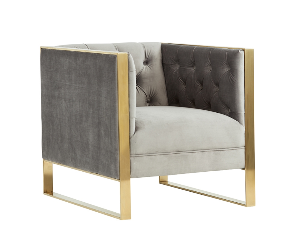 Picture of Divani Casa Carlos Modern Grey Velvet & Gold Accent Chair