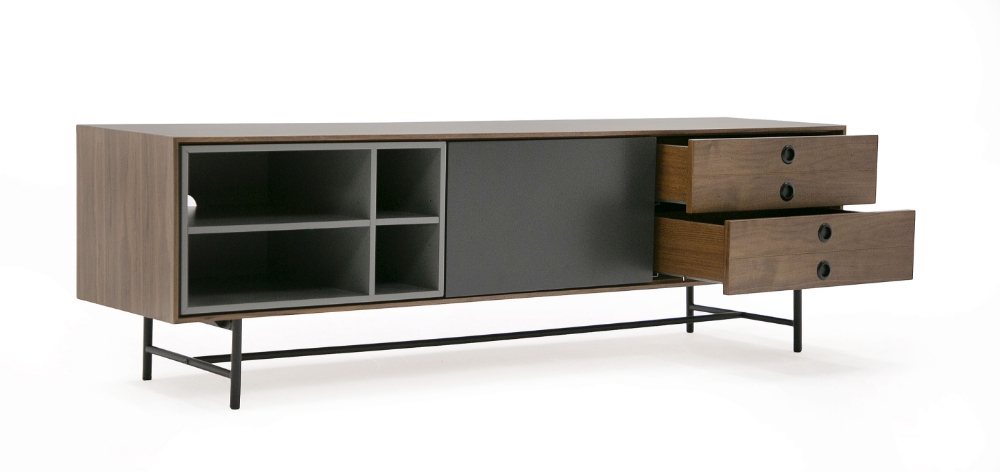 Picture of Modrest Bronson Mid-Century Modern Walnut & Grey TV Stand