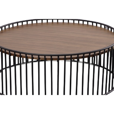 Picture of Modrest Bronson Modern Walnut & Black Round Coffee Table