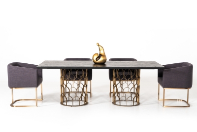 Picture of Modrest Natalie Modern Black Acacia & Antique Brass Dining Table