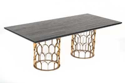 Picture of Modrest Natalie Modern Black Acacia & Antique Brass Dining Table