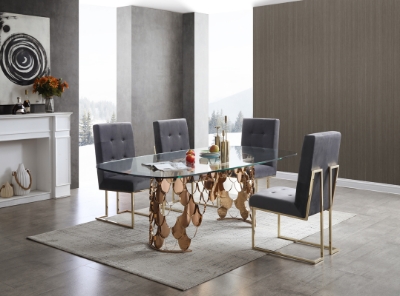 Picture of Modrest Javier Modern Glass & Rosegold Dining Table