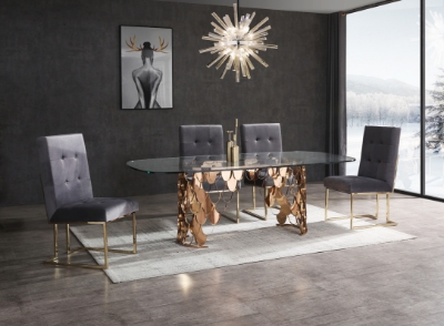 Picture of Modrest Javier Modern Glass & Rosegold Dining Table